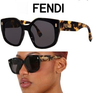 FENDI Smoke Geometric Ladies Sunglasses FE40017I 01A NWT